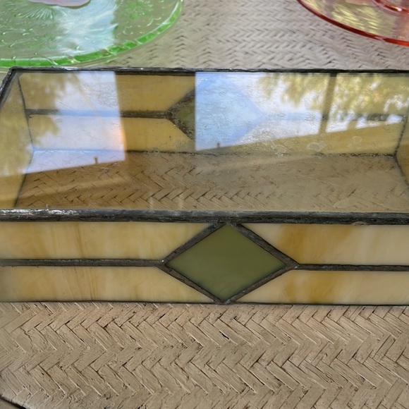 Vintage Artisan Crafted Stained Glass Clear Bottom Box 10”X 5” - Picture 6 of 6